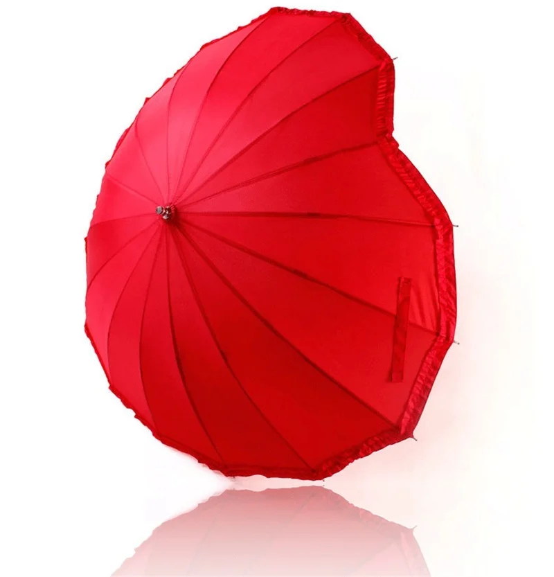 Heart Shaped Love Red Umbrella for Men and Women, Adult Bridal Wedding Gift, Waterproof, Wind Resistant, Creative, Rain