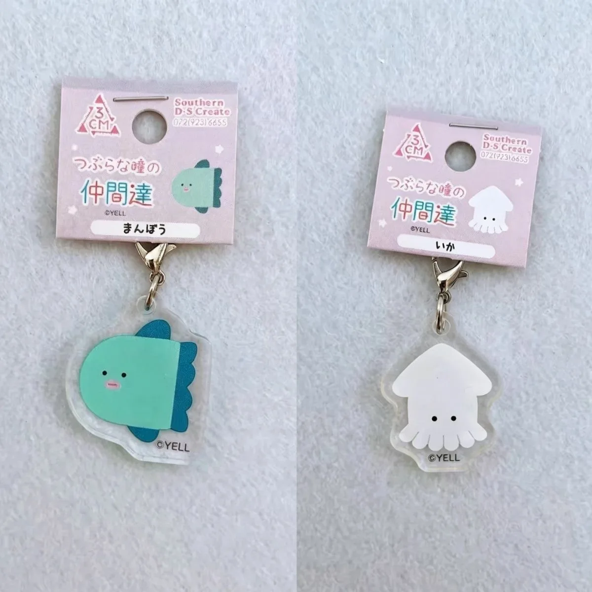 Kawaii Sea Animal Acrylic Keychain Cute Cartoon Sunfish Squid Pendant Keyring Sweet Bag Charm Accessories Pendant Gift for Girls