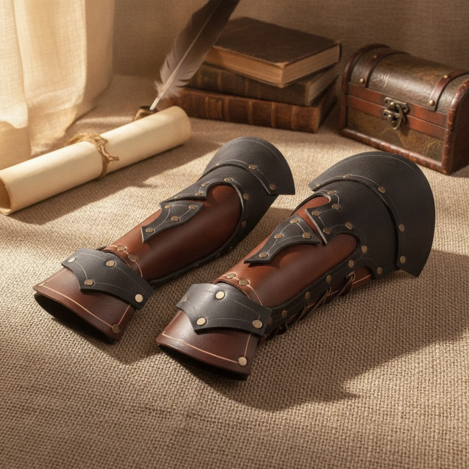 Forearm Bracers Faux Leather Arm Bracers Costume Armor Combat Forearm Armor Comfortable for Cosplayers, Cosplay