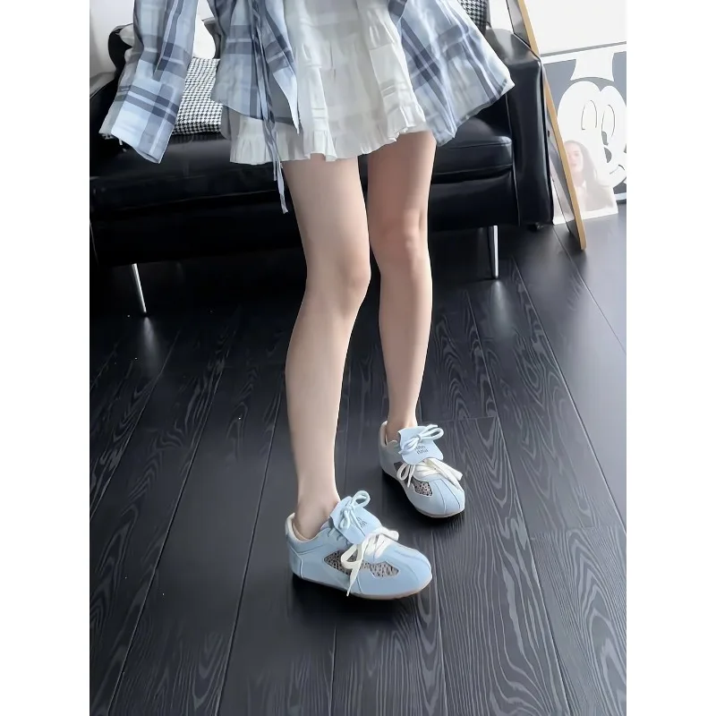 مصمم المرأة ليوبارد طباعة أحذية رياضية الخريف الرجعية الارتفاع تعزيز أحذية تدريب جديدة شقة الدانتيل متابعة أحذية رسمية Tenis De Mujer #6