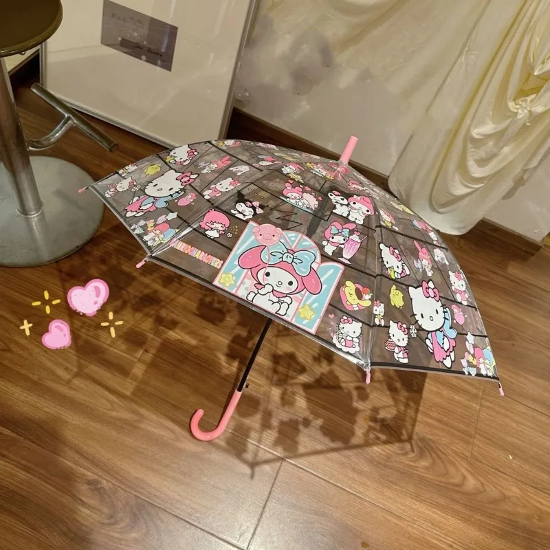 New 2026 Sanrio Hangyodon Transparent Umbrella Kuromi Automatic Cinnamoroll Windproof Thick Portable for Teen Girls Daily Toys view 4