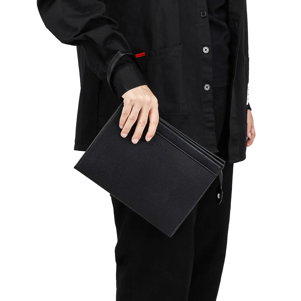 Bolsos de mano de cuero PU negro para hombre, carteras, bolso tipo sobre, bolso de negocios para hombre, bolsos de mano para teléfono, bolsos de diseñador para hombre, bolsos de pulsera