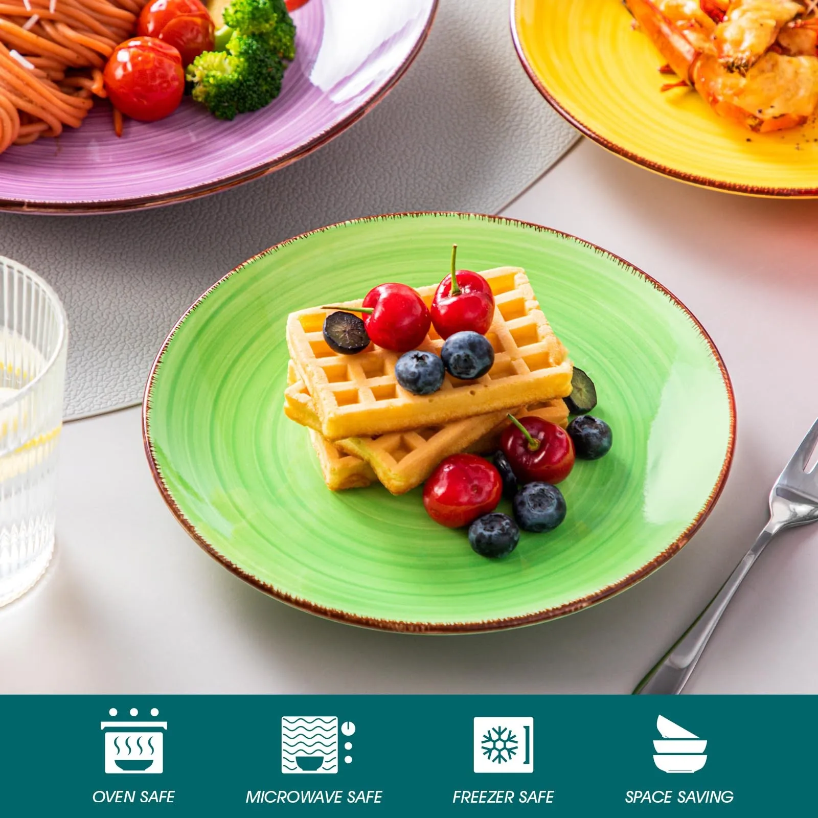 طقم أدوات مائدة سيراميك ملون مصنوع يدويًا من الخزف الحجري طقم أواني طعام 12 قطعة لتصميم حلزوني مجموعة أدوات المائدة الحديثة #4