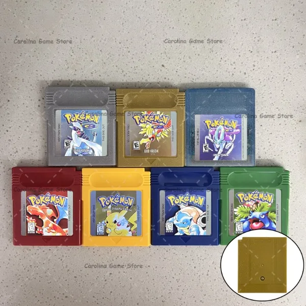 Cartouche de jeu Pokemon bleu/cristal/vert/or/rouge/argent/jaune GBC, carte de Console de jeu vidéo 16 bits, vis hexagonale de haute qualité