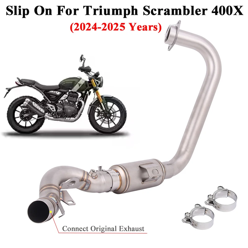 

For Triumph Speed 400 Scrambler 400X 2024 2025 Motorcycle Exhaust Full Header Escape Front Link Pipe Slip On Original Muffler