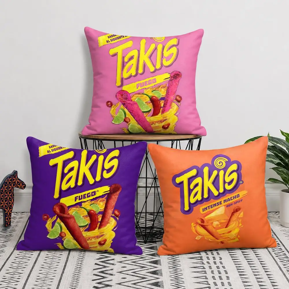 Mexican Logo T-Takis C-Chips Cushion Cover Wrinkle-Resistant Short Plush Pillow Case Breathable Machine-Washable