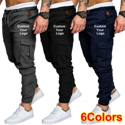 Calça esportiva masculina de treinamento fitness, personalizada seu logotipo, atleta, casual calças de pés Sportswear, moda