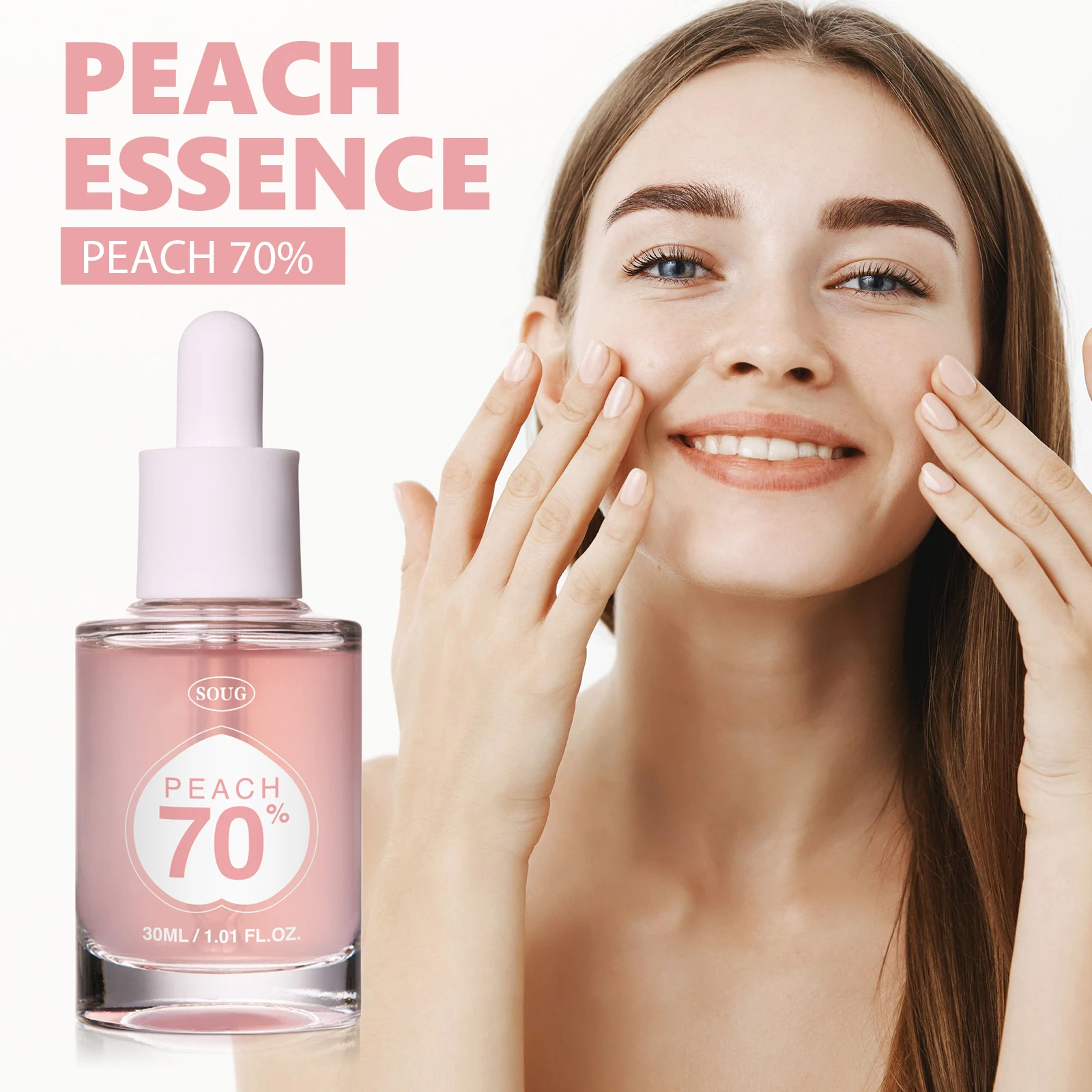 Esencia de Niacinamida al 70% Peach 30ml - Sérum Facial Iluminador con Ácido Hialurónico, Favorece una Apariencia Juvenil e Hidratación Profunda para Todo Tipo de Piel.