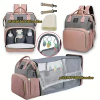 Folding Mommy Bag Lightweight Portable Folding Crib Bed Large-capacity Baby Backpack Female Mommy Outting Bag Mummy Bag