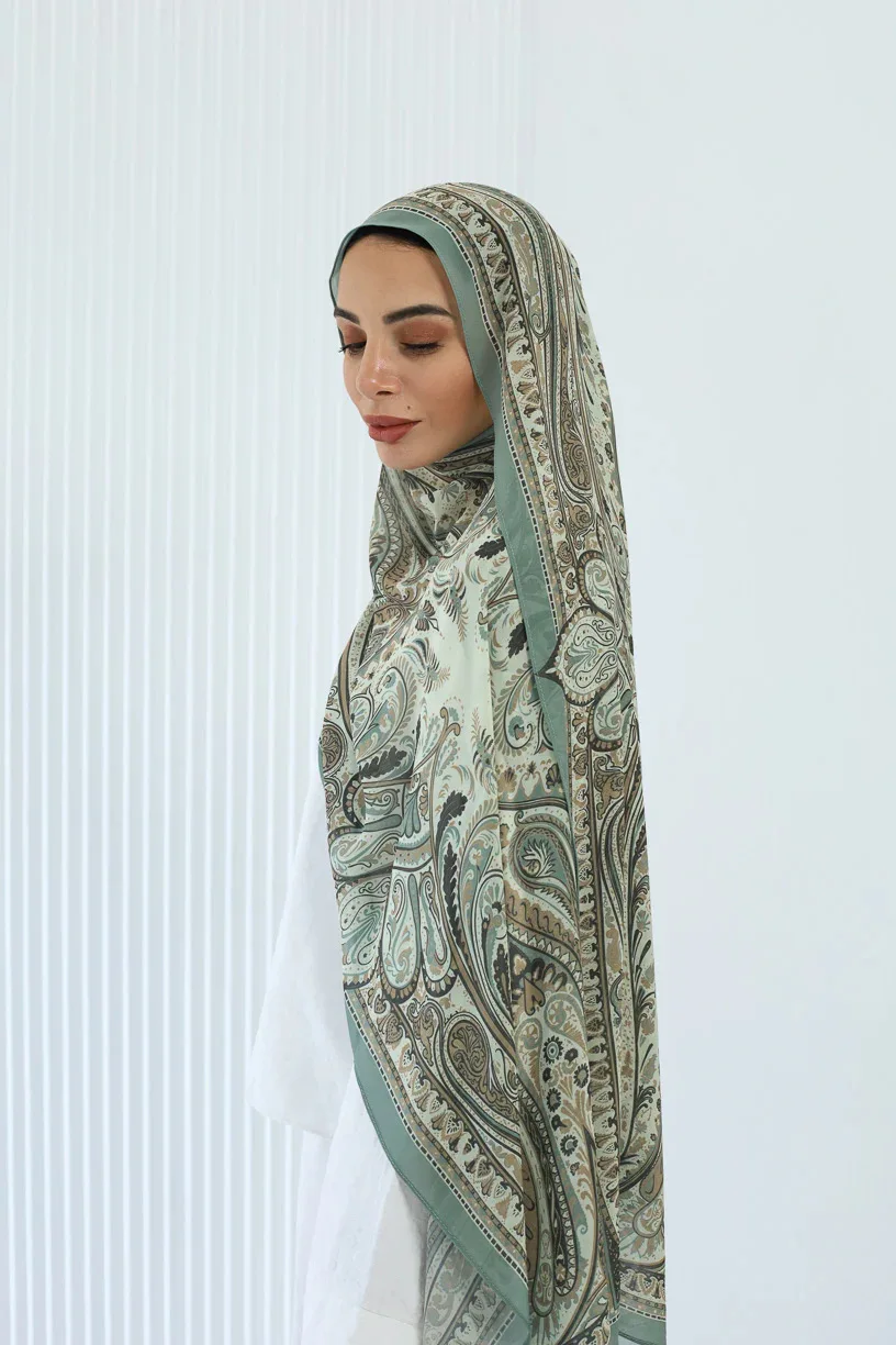 

Новый женский акварельный шарф-хиджаб, бандана, повязка на голову, винтажный роскошный пляжный платок длиной 180 см, богемные мусульманские аксессуары, 2025 г.