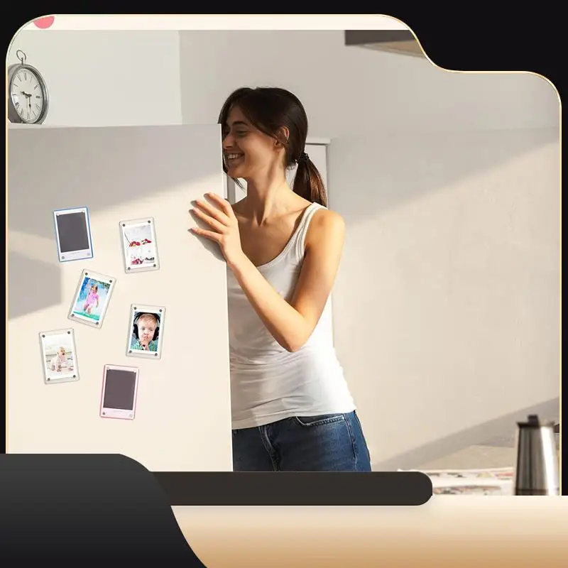 

15 Pieces Mini Double Sided Refrigerator Magnet Picture Frame Clear Frameless Display Frame