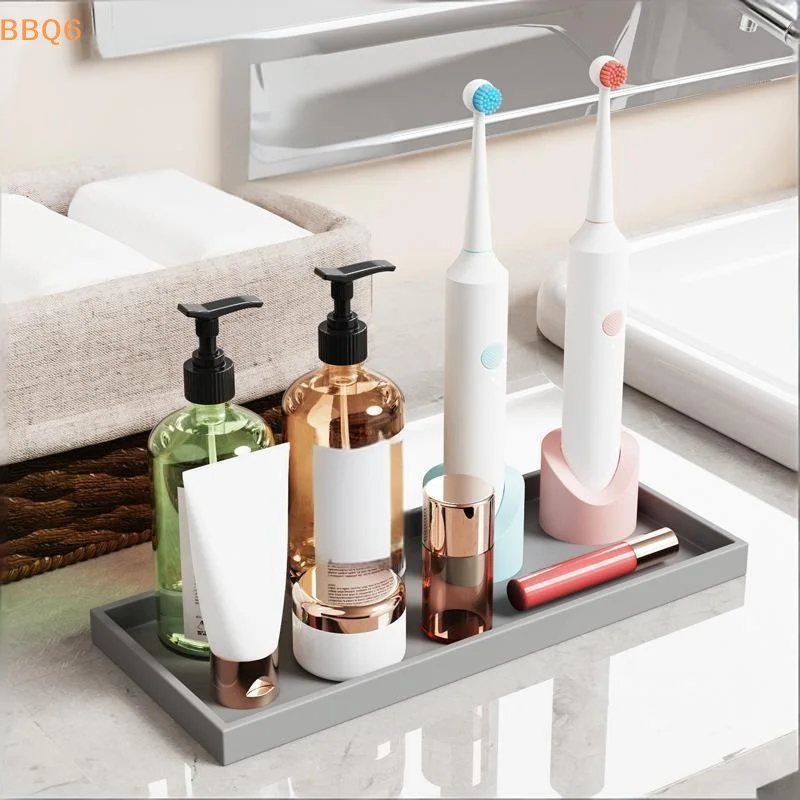 *1Pcs Rectangular Silicone Aromatherapy Tray Non-Slip Bathroom Vanity Countertop Storage Tray