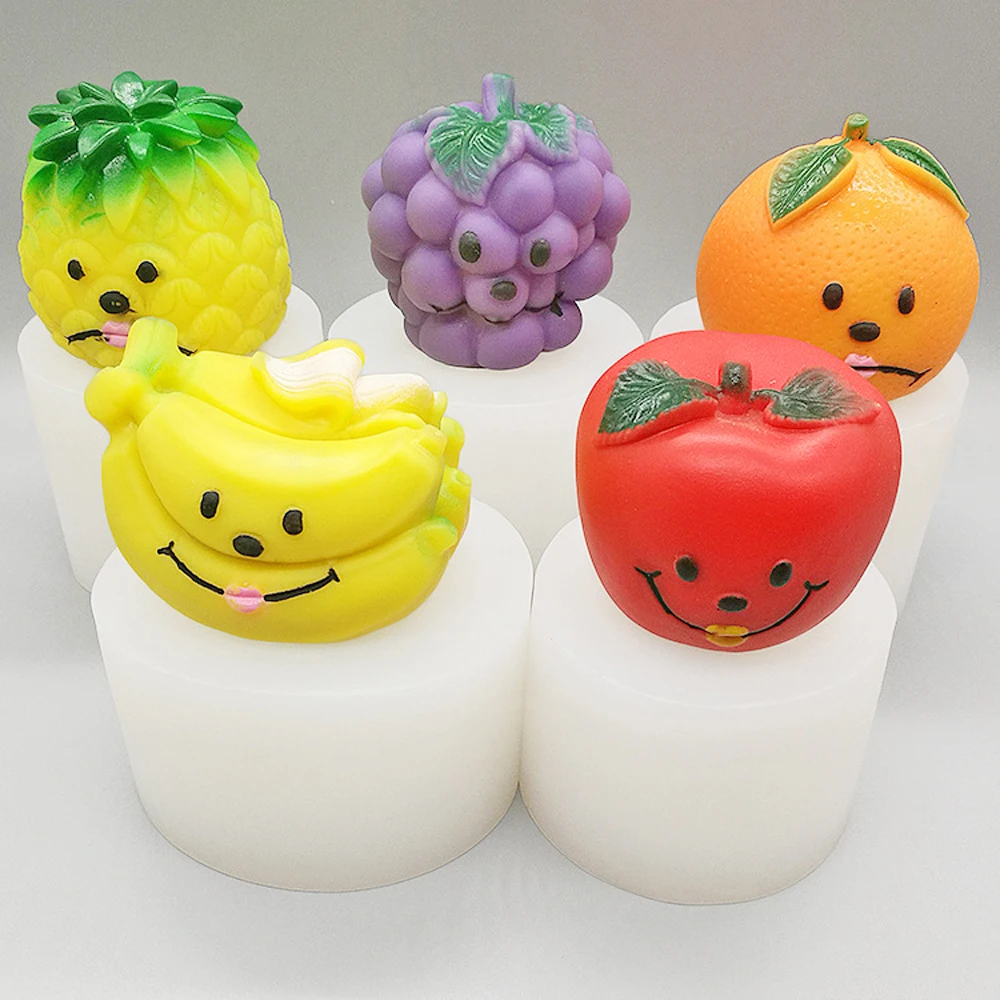 

3D Fruit Silicone Candle Mould Banana Apple Pineapple Grape Orange Handmade Soap Mousse Chocolate Cake Baking Mold