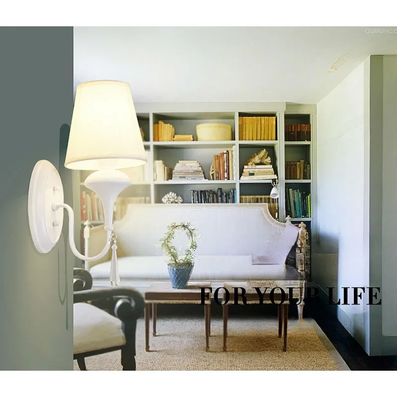 

Modern Style Bedside Bedroom Stair E14 LED Wall Lights white black Led Cloth Wall Lamp