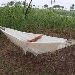 대형 브라질 마크라메 보헤미아 태슬 해먹 그네 의자, 실내 행잉 그네, 최대 300kg, 2 인