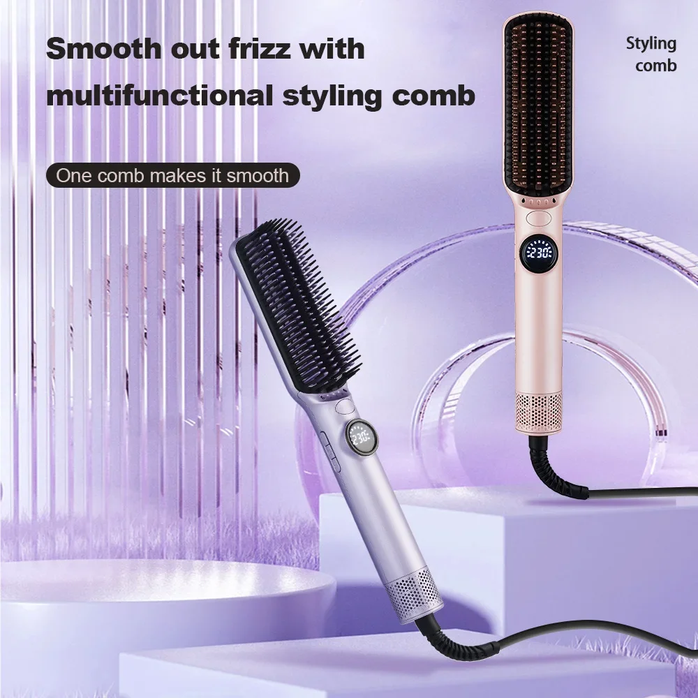 Best Seller Hot Air Comb Blower Multifunctional Straight Curler Hot and Cold Air Comb Curly Hair LCD Fluffy Comb Lazy
