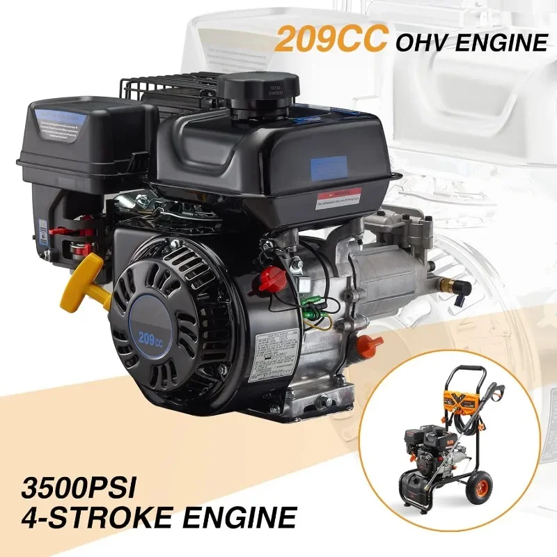 3500PSI Gas Pressure Washer, 2.3GPM Gas Powered High Pressure Clean Machine with 209CC Engine, 4 Adjustable Nozzles