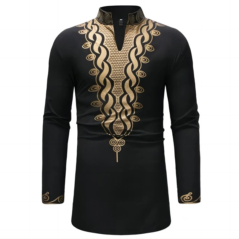 Hot Sale Men\'s Clothing African Men\'s Suit Bronzing Top and Trousers 2 Piece Set pakistan  abaya  islamic clothing