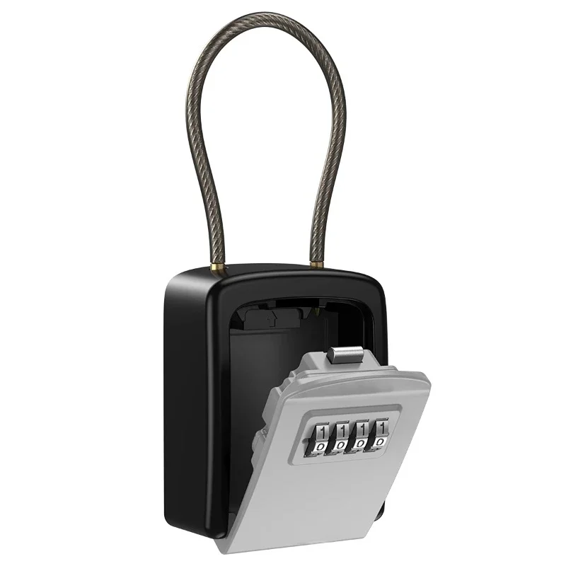 Key Lock Box 4 Digit Combination Key Safe Box Waterproof Key Storage Lock Box with Removable Chain  Security Anti-theft