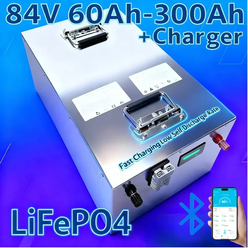 BMS 28S 84V  Lifepo4 Battery 60Ah-300Ah for 3KW-12KW Sightseeing Vehicle, Deep Cycle LiFePO4 Battery with BMS, Rechargeab