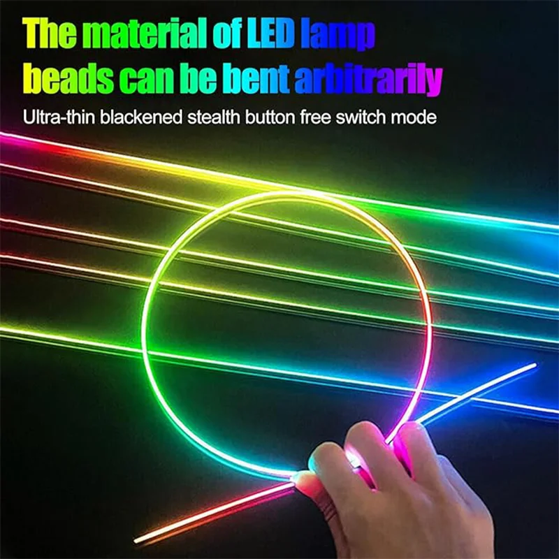 18 In 1 Neon Car Interior Led Lights Acrylic Guide Fiber Back Car Ambient Lights RBG 64 Colors Decoration Atmosphere Lamp