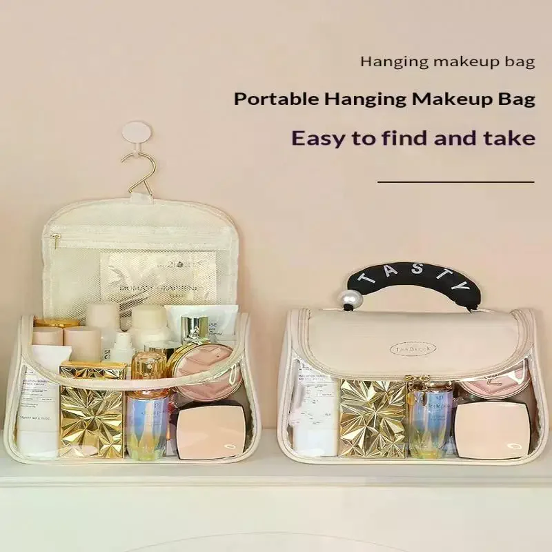 /HTF/Portable Pearl Handheld Toilet Bag Large Capacity Cosmetics Classification Waterproof And Dustproof Storage Bag Gift Trave