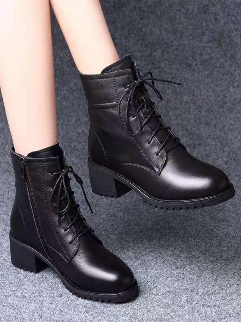 2023 Women's Shoes Luxury Chelsea Boot Women Leather Boot Chunky Winter Shoe Platform Ankle Boots Thick Heel Brand Designer