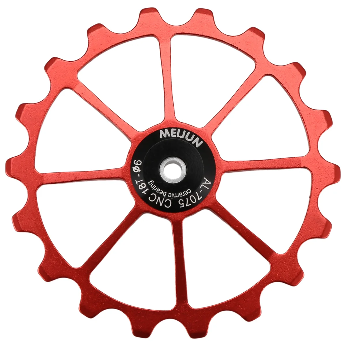 ABPO MEIJUN 18T MTB Deragliatore posteriore per bicicletta Ruota Jockey Cuscinetto in ceramica Puleggia Rullo guida bici da strada Tenditore 4mm 5mm 6mm(Rosso)