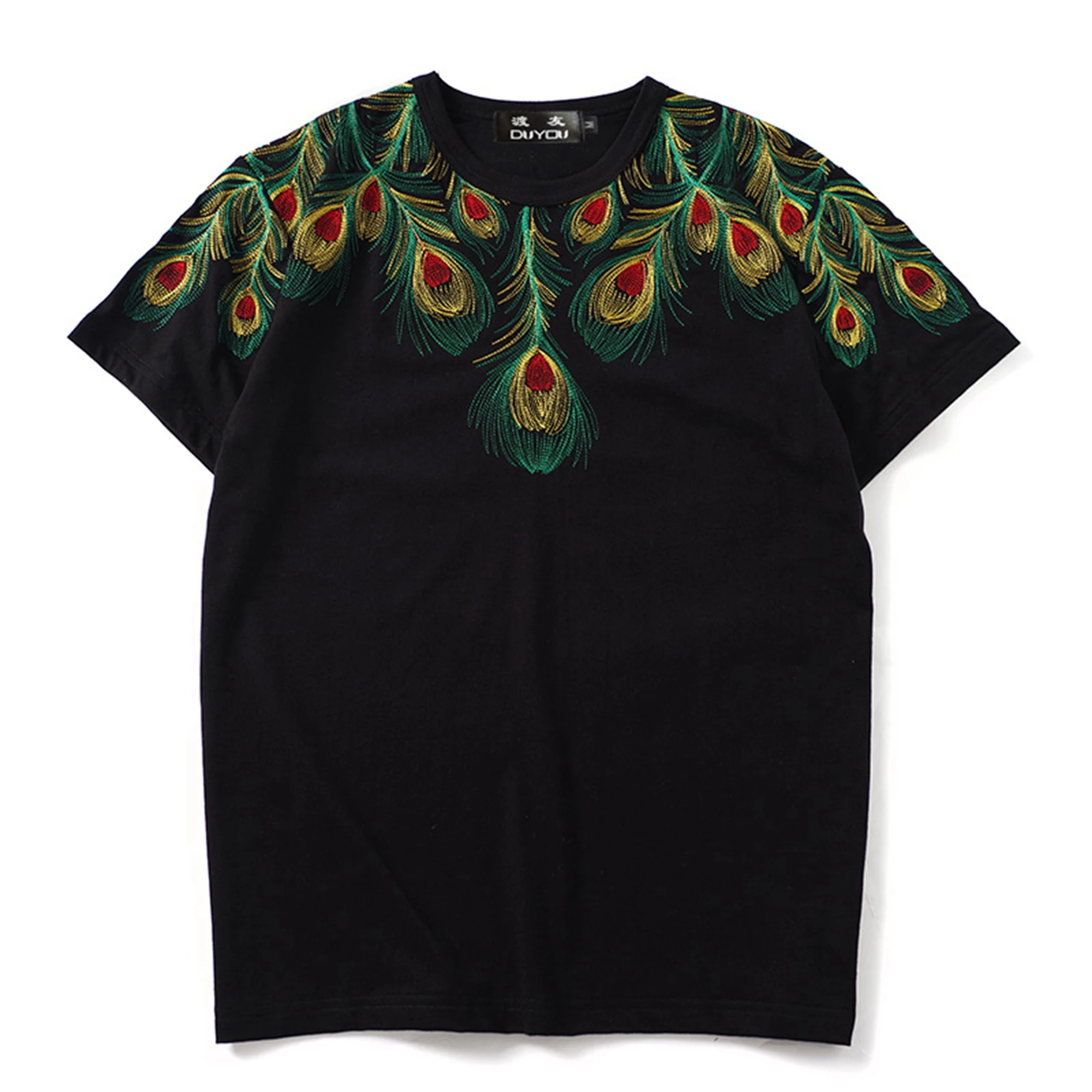 Summer New Unisex T-Shirt Men Women 100% Cotton Classic Embroidered Peacock Casual T Shirt High Quality Male Tee 179