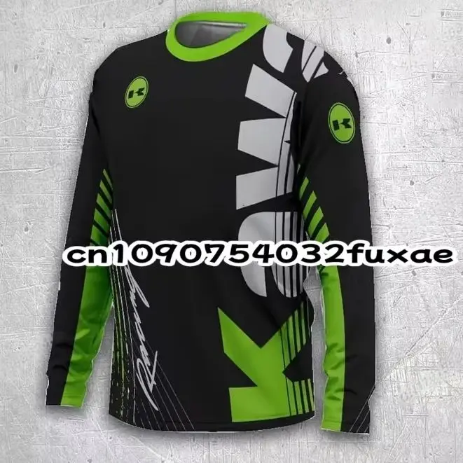 

2025 New Kawasaki Motorcycle Racing Uniform Men's And Women's Oversized Breathable Quick Drying Sports Long Sleeved T-Shirt