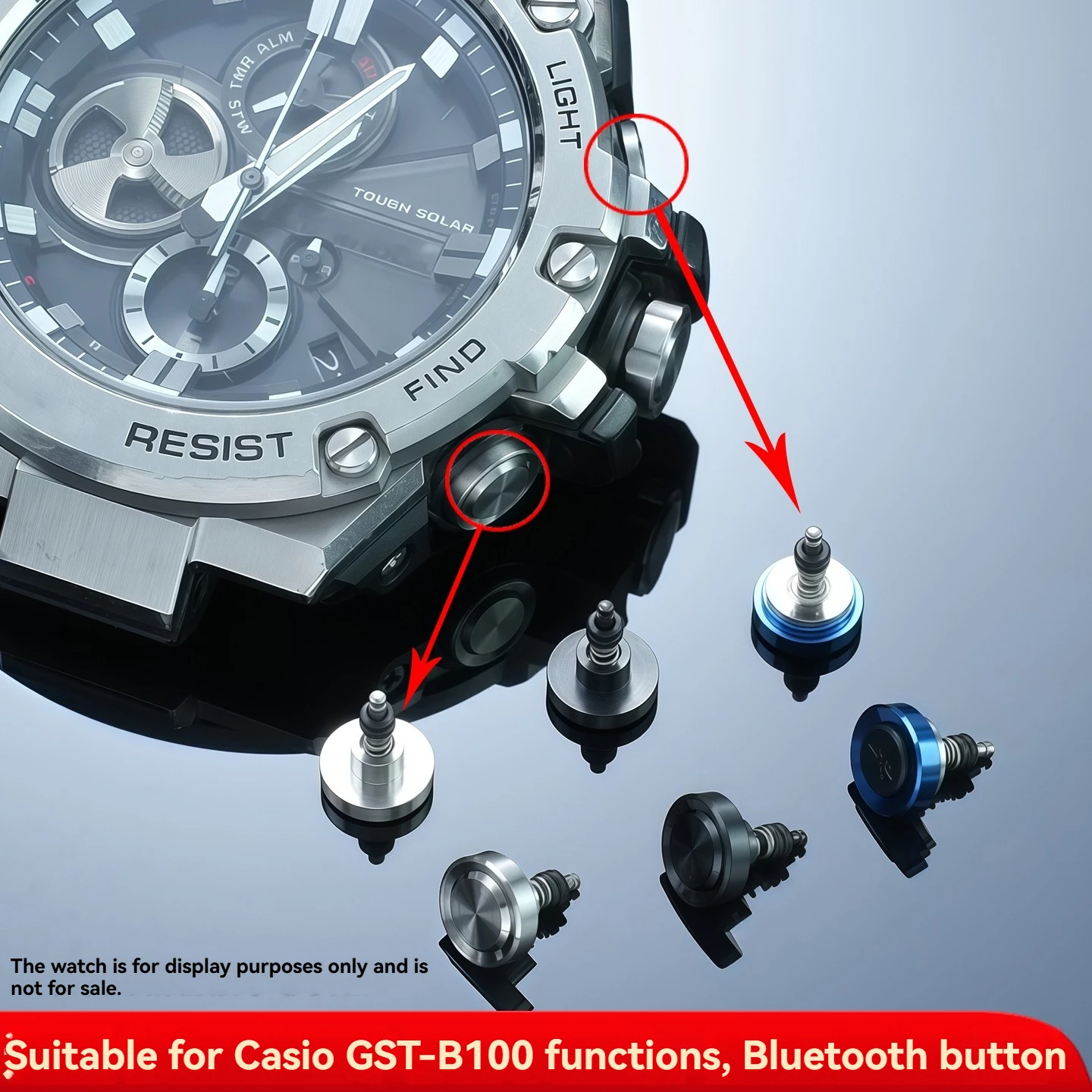 For Casio GST-B100 Steel Heart Series Watch Case, Function Buttons, Dial Side, Bluetooth Button, Watch Accessories