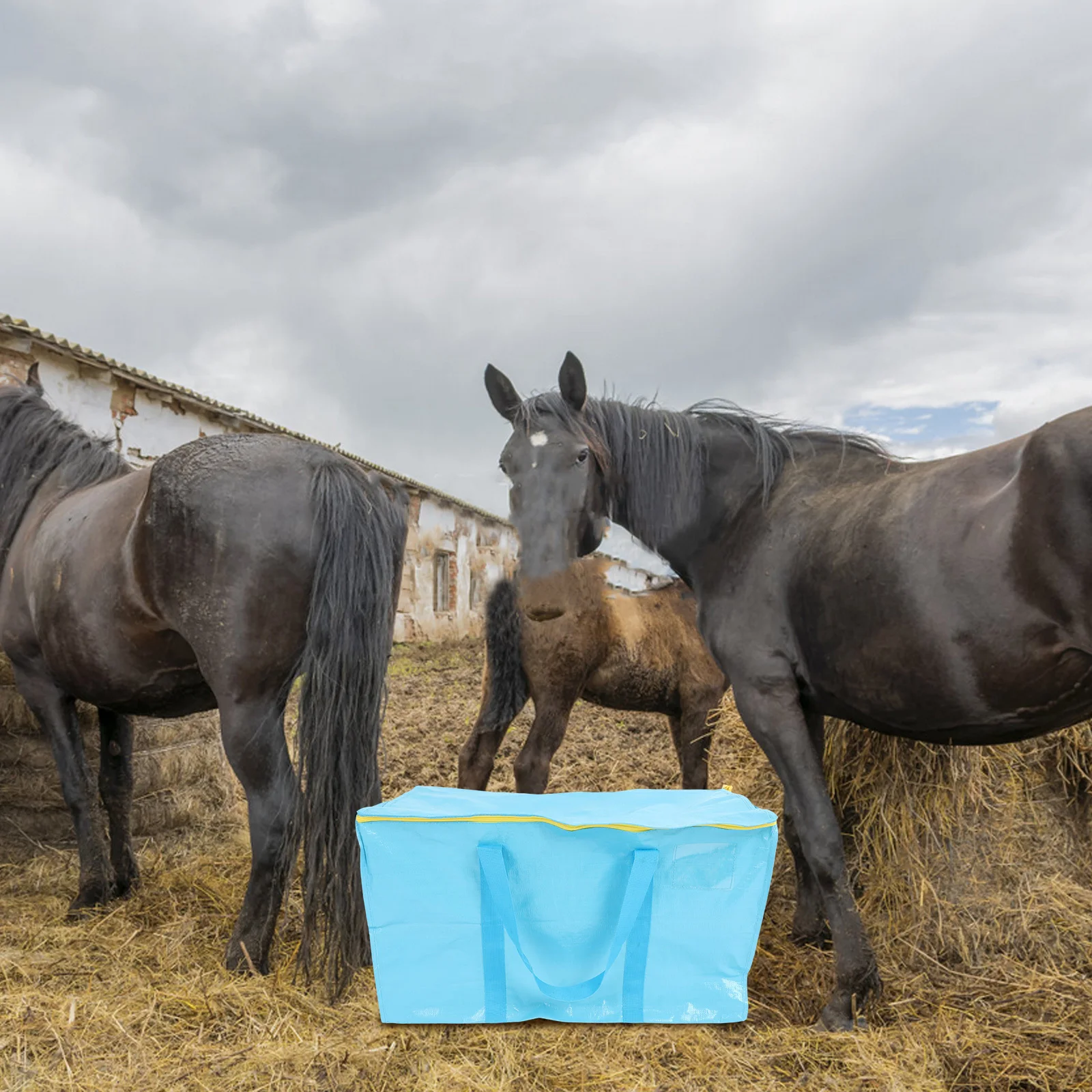 

Hay Storage Bag Heavy Duty Large Capacity Pe Woven Fabric Reinforced Handles Portable Horse Rabbit Feed Storage