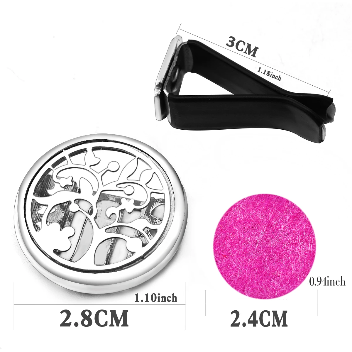 Tree Of Life Insert Car Aromatherapy Gasket Stainless Steel Car Air Outlet Essential Oil Diffuser Fashion Perfume Locket Jewelry