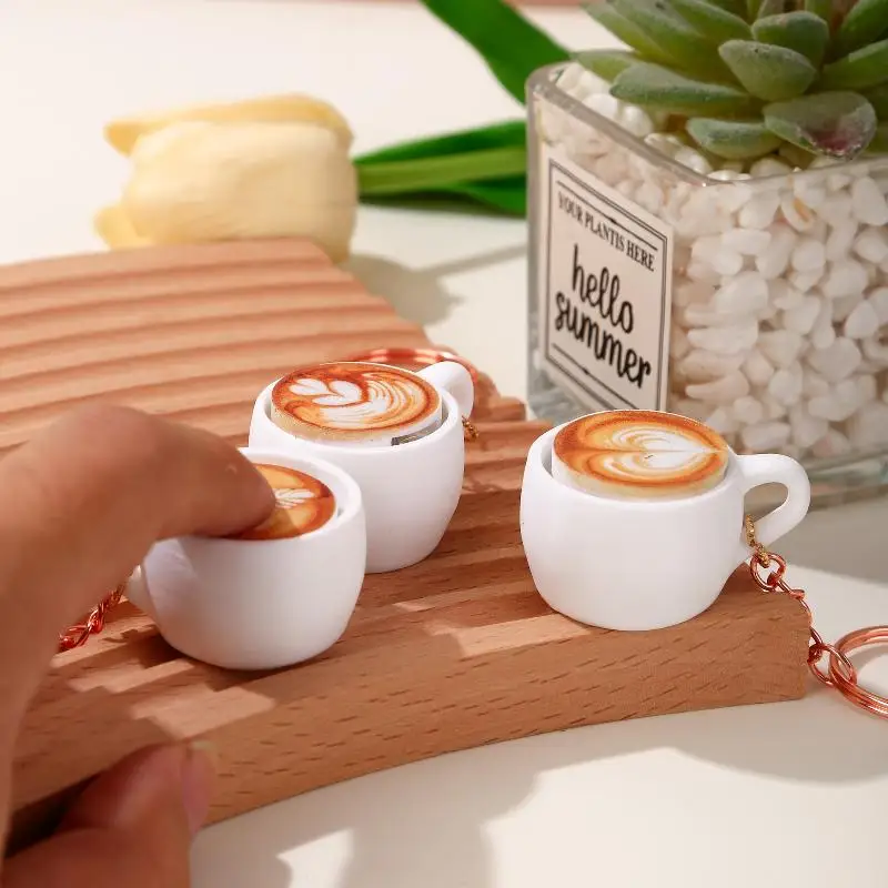 1Pcs Coffee Cup Funny Decompression Keychain Calming Anti-stress Toys For Children Adults Finger Button