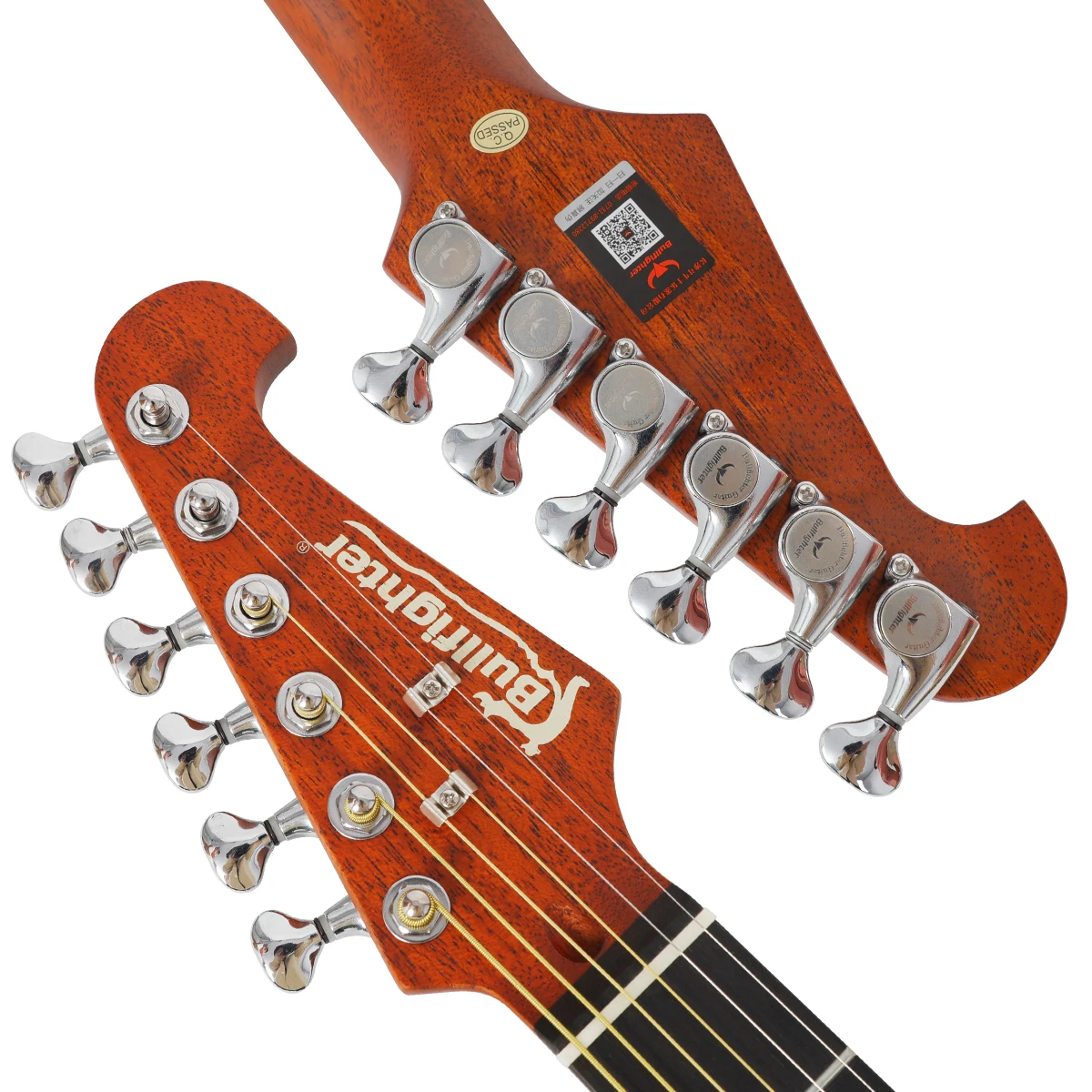K10 Silent E-Gitarre, & Hongsong-Deck, Ahorn-Hals, Indisches Palisander-Griffbrett, Natur/Sunburst-Finish – Detail 5