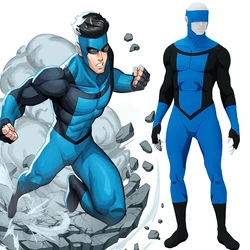 Anime Invincible Blue Dye Sublimation Cosplay Male Bodysuit Invincible Costume Superhero Outfits Halloween Costume for Adult
