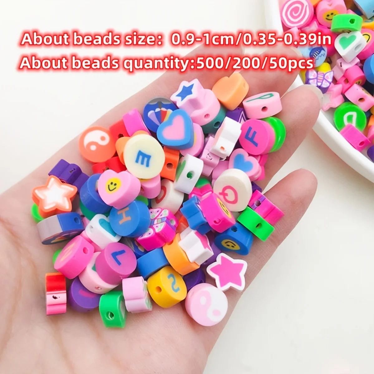 500/200/50pcs 9-10mm Random Style and Size Soft Ceramic Beads Soft Ceramic DIY Mixed Color Beads, Making Jewelry Bracelets