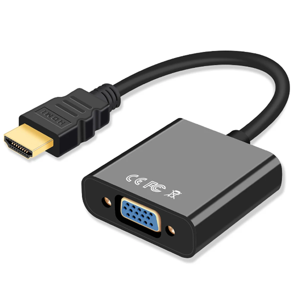 Adattatore HDMI-compatibile con VGA Convertitore cavo VGA analogico digitale compatibile HDMI maschio-femmina per PC portatile Tablet HDTV