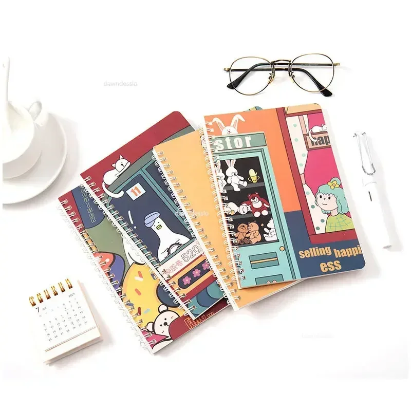 A5 1Pcs Binder Spiral Coil Book Cute Cartoon 60Sheet Thicken Notepad Notebook Student Learning Korean Stationery School Supplies