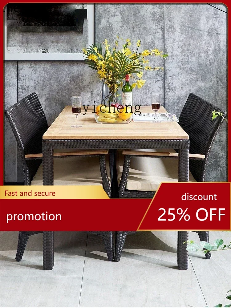 YFY   Outdoor Balcony Table and Chair Combination Outdoor Courtyard Leisure Rattan Chair Five-Piece Set