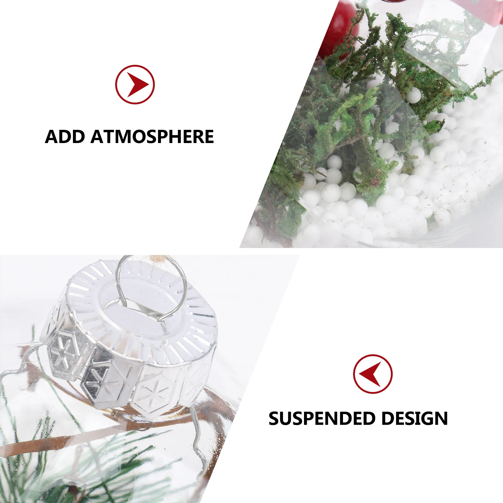 

5 pcs Plastic Christmas Balls Shatterproof Tree Ornaments Clear Pendant Set Holiday Party Festival Home Wedding Decoration
