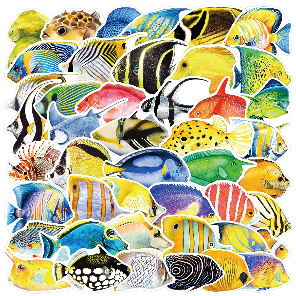 50 Stück Marine-Fisch-Graffiti-Aufkleber Meerestiere Cartoon-Sticker DIY Gepäck Handy Gitarre Scrapbook Wasserfeste Aufkleber Kinderspielzeug