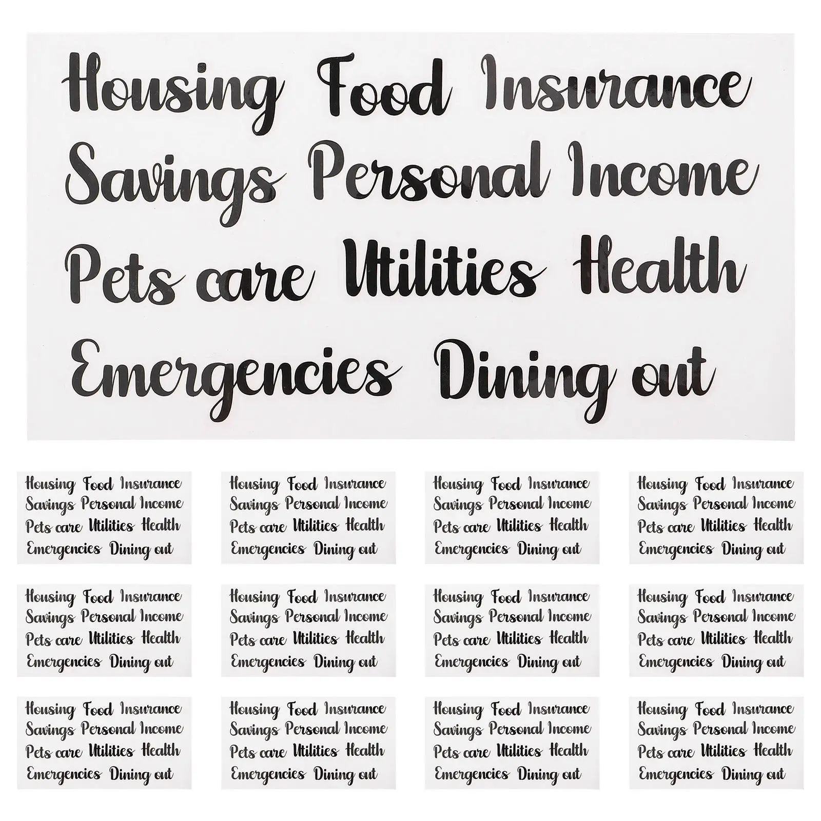 

50Pcs Budget Envelope Stickers Letter Design Waterproof Self Adhesive Cash Envelope Labels for Finance Planner Budget Binder