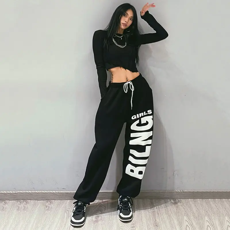 2026 Amerikanische Retro-Hose mit Buchstabenprint für Damen/Kinder – Neue Sport-Hip-Hop-Trend-Freizeithose für Tanz und Jazz-Auftritte, lockere Passform – Detail 13
