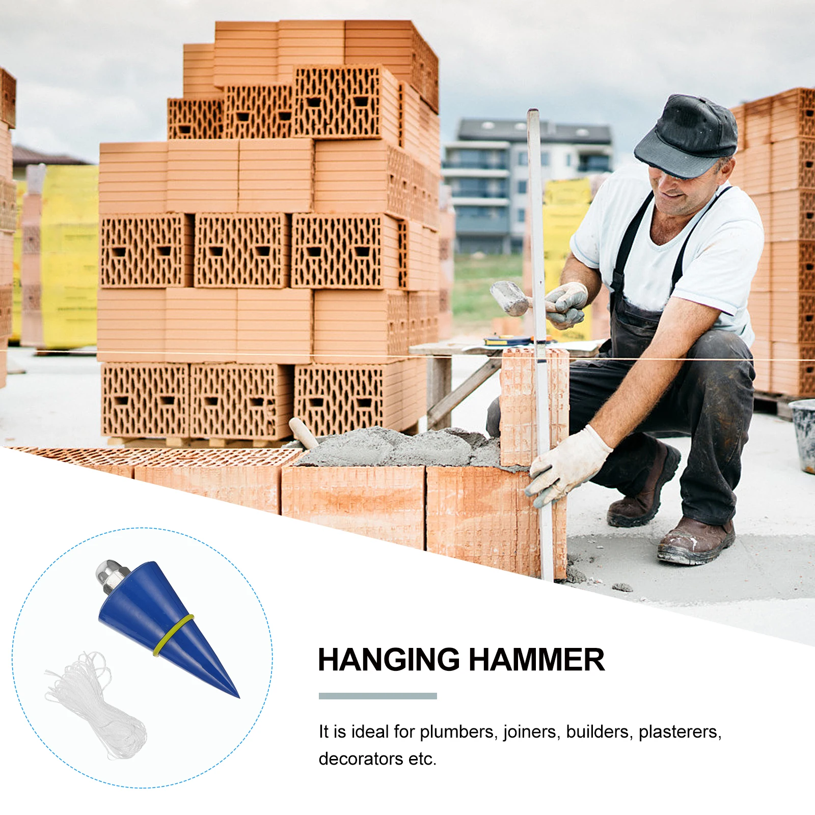 

Sturdy 300g Plumb Bob Wire Hammer Pendant for Plumbers Builders Decorators Verticality Measurement Tool Plumb Bob