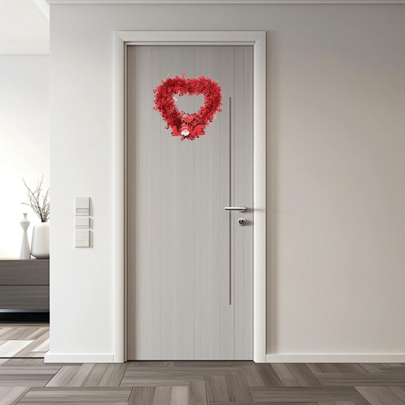

Valentines Day Heart Shaped Door Wreath Tinsel Hanging Decor Wedding Party Decoration Romantic Wall Decor Front Door