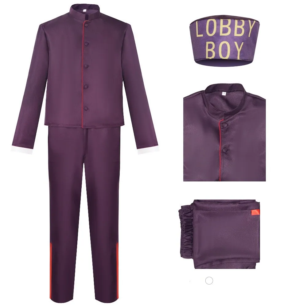 

Fulujiacos Zero Lobby Cosplay Costume Purpel Coat Pants Hat The Grand Budapest Hotel Outfit