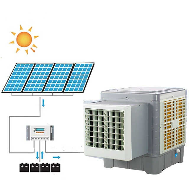 6000 m³/h DC solar powered 12V window air conditioner evaporative air cooler with solar panels