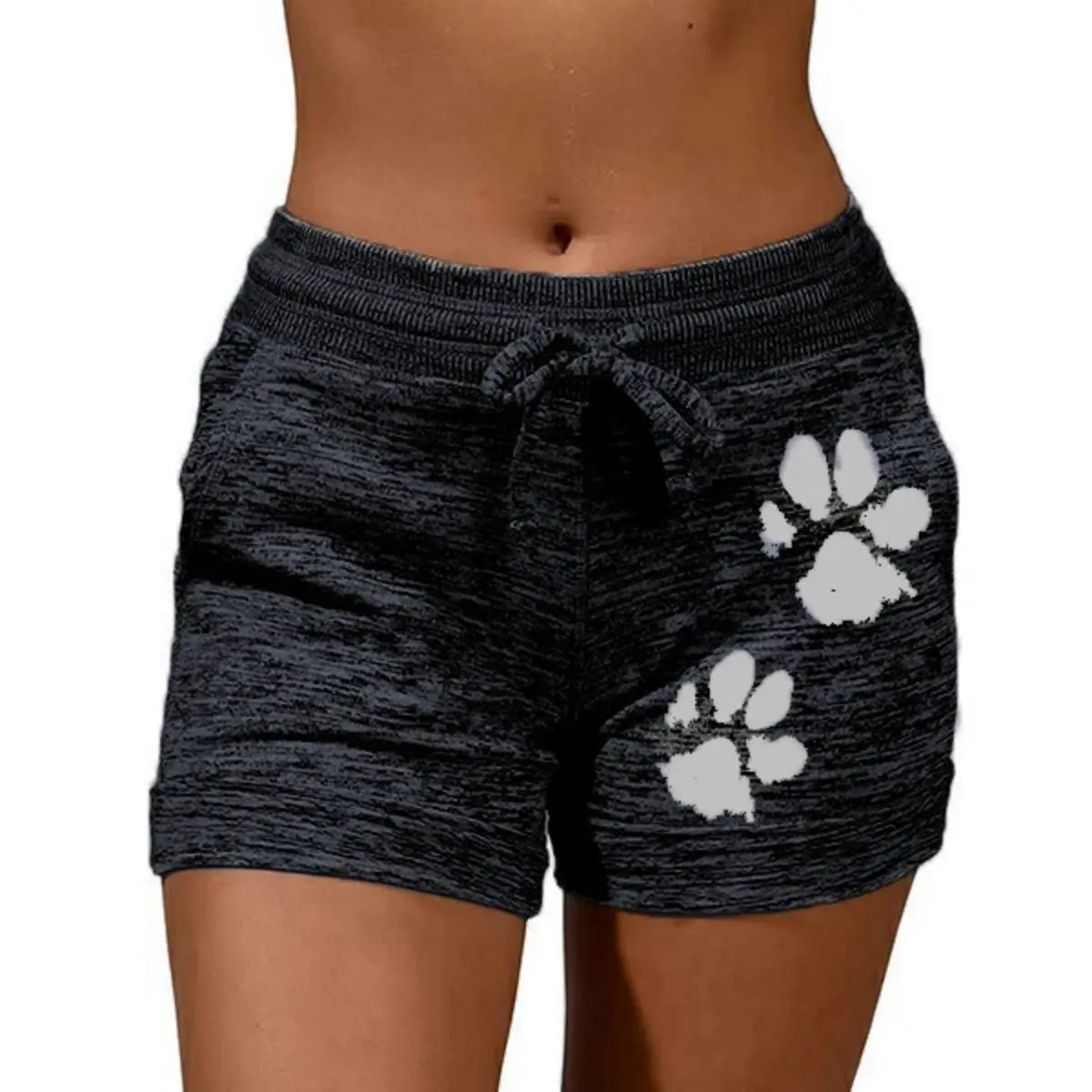 Foreign trade women\'s printed bottoming quick-drying shorts yoga pants casual sports waist lace-up elastic shorts