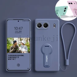 Phone Case For Oneplus Nord 4 Nord4 Liquid Silicone Case Shockproof Soft Cover Bracket Funda With Holder Screen Protector Film